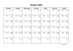 Calendar October 2022 for UK 01
