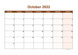 Calendar October 2022 for UK 06