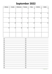 Calendar September 2022 for UK 07