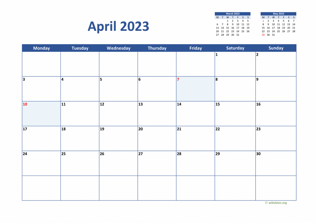 Calendar April 2023 - United Kingdom | Wikidates.org