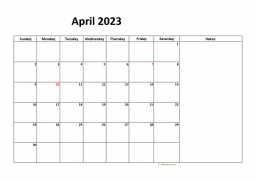 Calendar April 2023 for UK 08