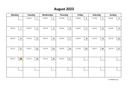 Calendar August 2023 for UK 01