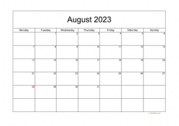 Calendar August 2023 for UK 05