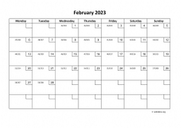 Calendar February 2023 for UK 01