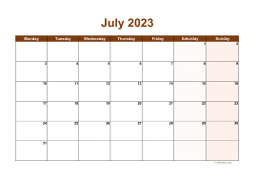 Calendar July 2023 for UK 06