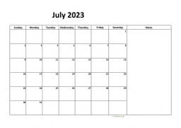 Calendar July 2023 for UK 08