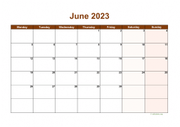 Calendar June 2023 for UK 06