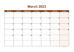 Calendar March 2023 for UK 06