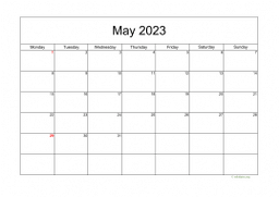 Calendar May 2023 for UK 05