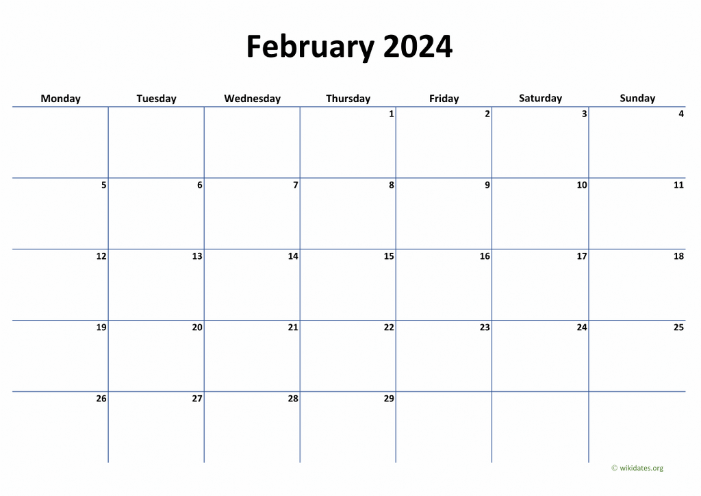 Calendar February 2024 United Kingdom