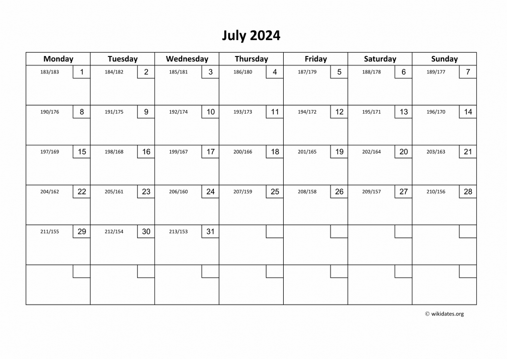 Calendar July 2024 United Kingdom