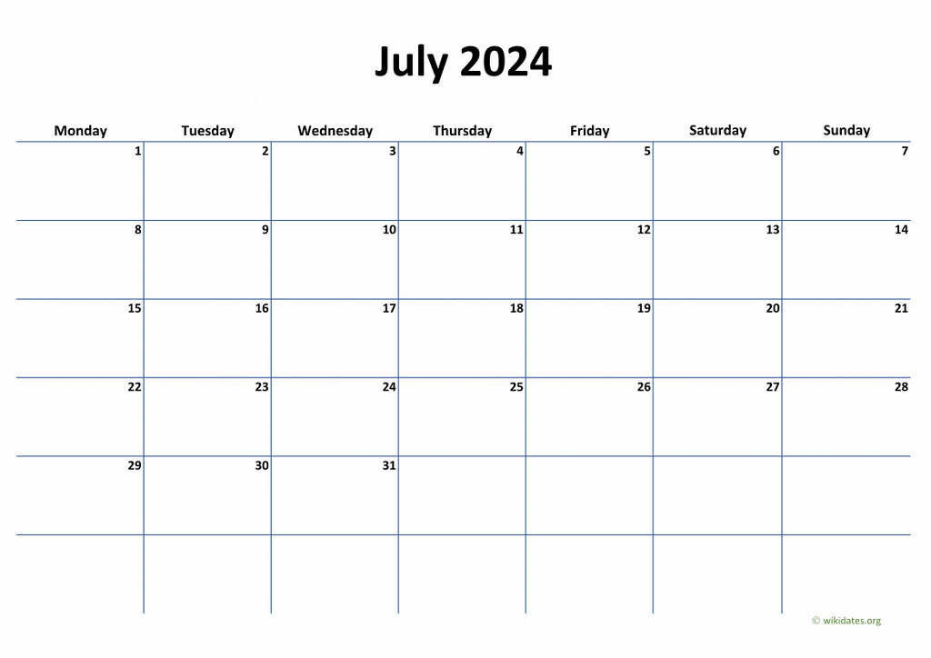 Calendar July 2024 United Kingdom Wikidates