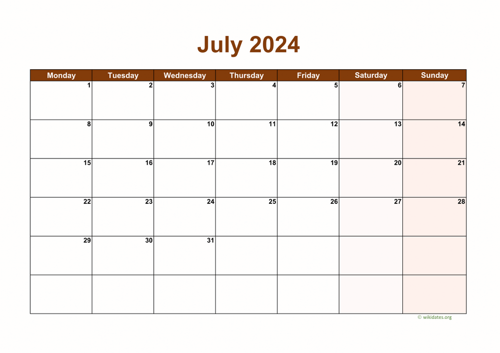 Calendar July 2024 - United Kingdom | Wikidates.org