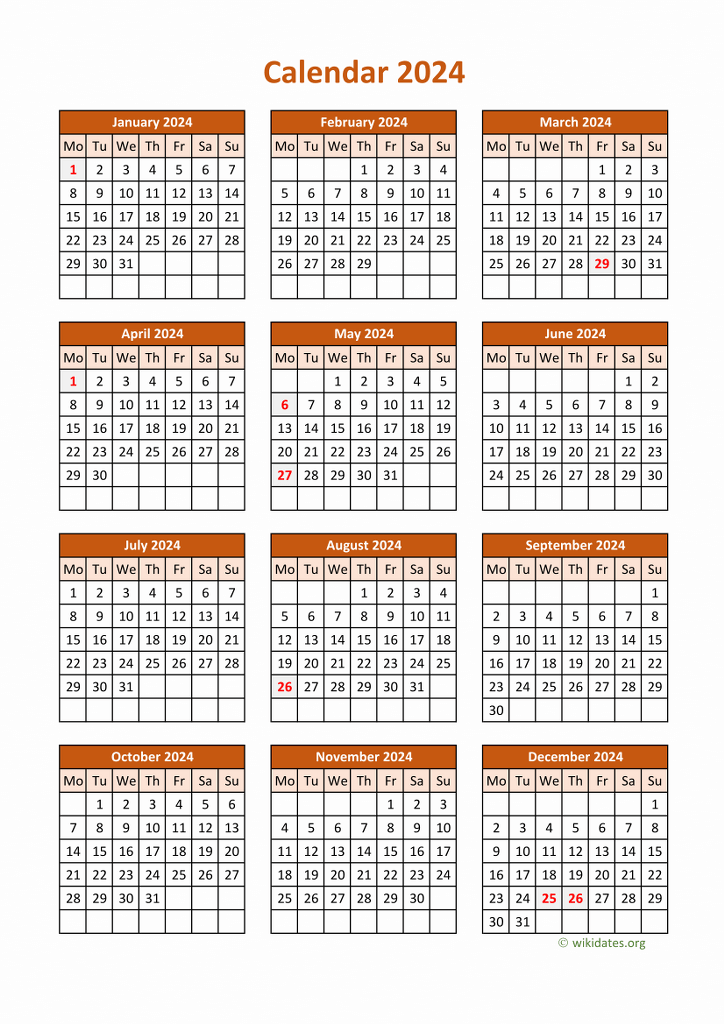 Calendar 2024 United Kingdom