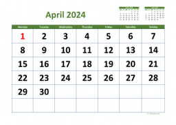 Calendar April 2024 for UK 03