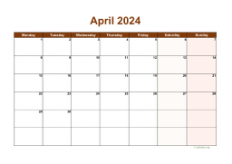 Calendar April 2024 for UK 06
