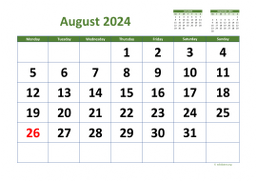 Calendar August 2024 for UK 03