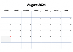 Calendar August 2024 for UK 04