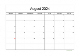 Calendar August 2024 for UK 05