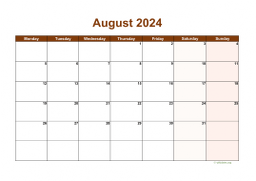 Calendar August 2024 for UK 06
