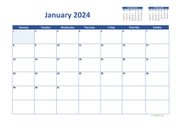 Calendar January 2024 for UK 02