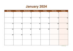 Calendar January 2024 for UK 06