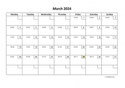 Calendar March 2024 for UK 01
