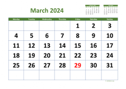 Calendar March 2024 for UK 03