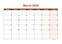 Calendar March 2024 for UK 06