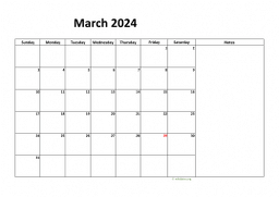 Calendar March 2024 for UK 08