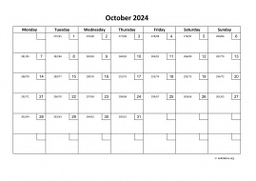 Calendar October 2024 for UK 01