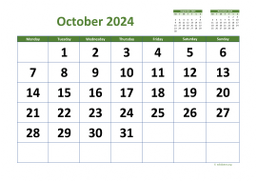 Calendar October 2024 for UK 03