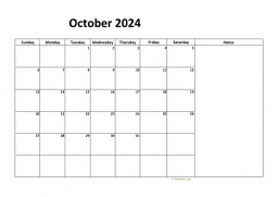 Calendar October 2024 for UK 08