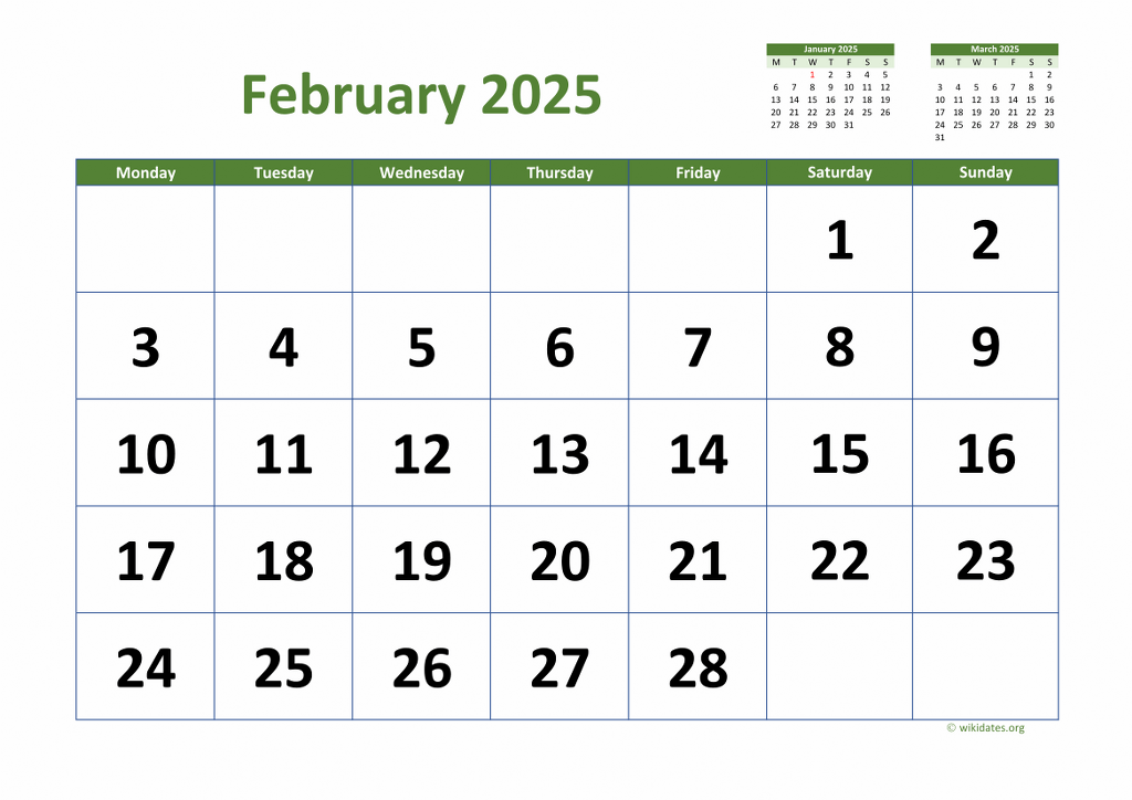 Calendar February 2025 United Kingdom