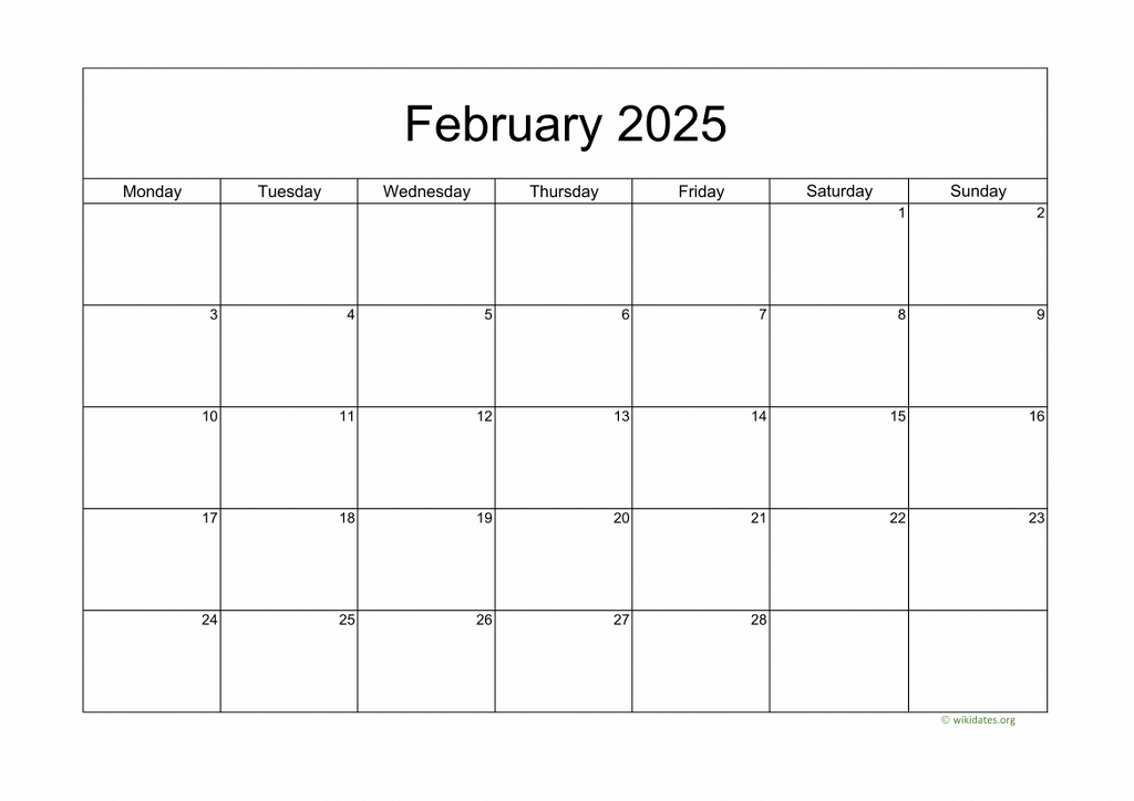 Calendar February 2025 United Kingdom