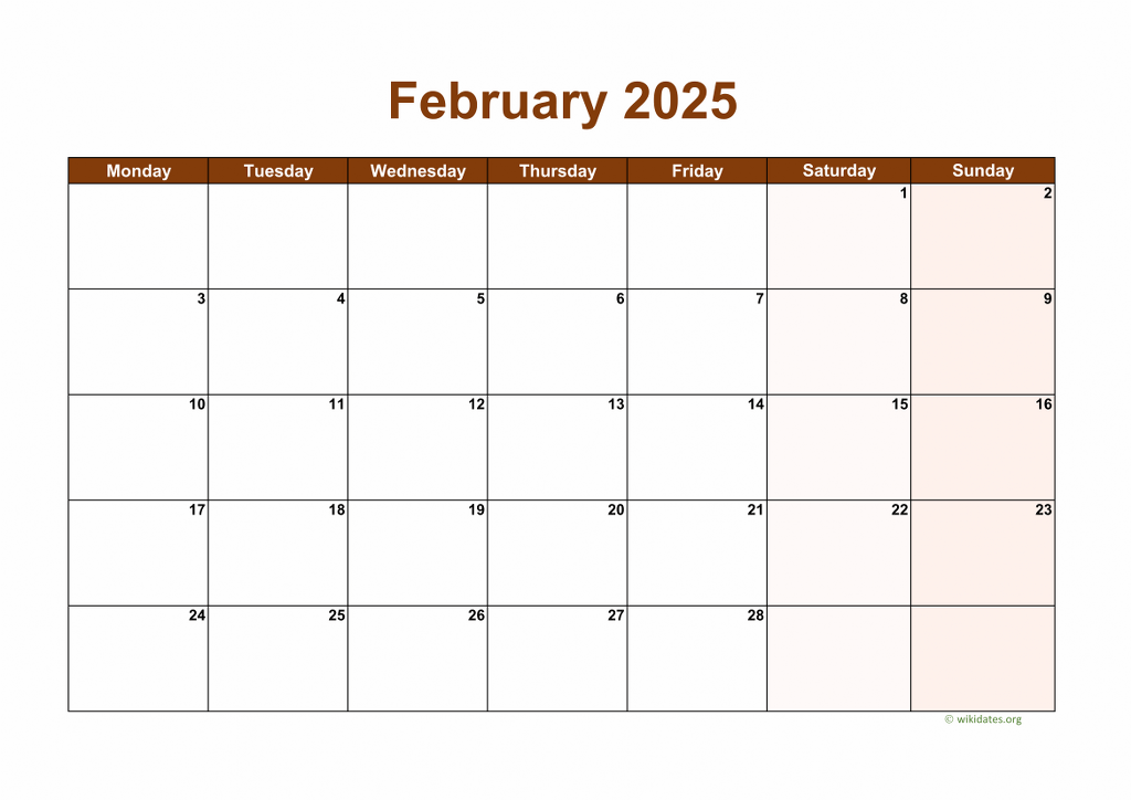 Calendar February 2025 United Kingdom