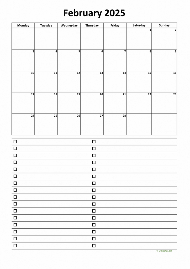 Calendar February 2025 United Kingdom
