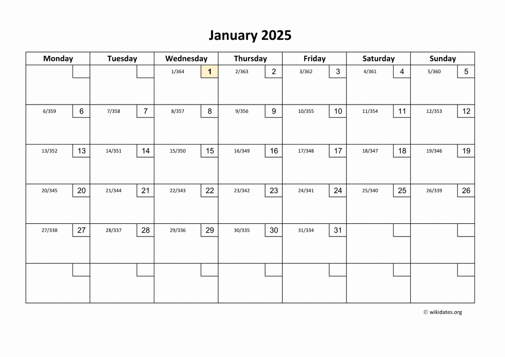 Calendar January 2025 United Kingdom