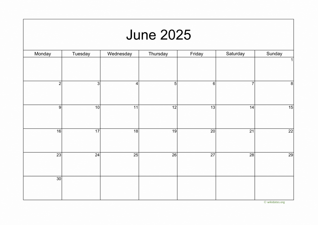 Calendar June 2025 United Kingdom