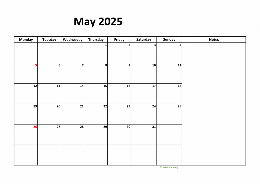 Calendar May 2025 United Kingdom