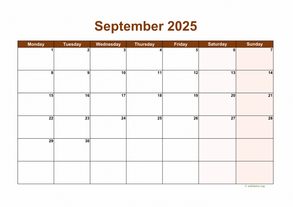 Calendar September 2025 United Kingdom