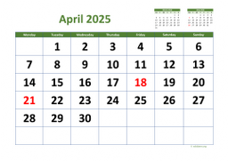 Calendar April 2025 for UK 03