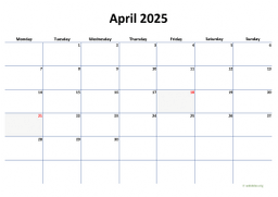 Calendar April 2025 for UK 04