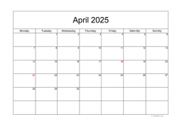 Calendar April 2025 for UK 05