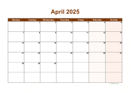 Calendar April 2025 for UK 06