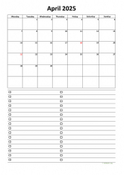 Calendar April 2025 for UK 07