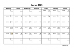 Calendar August 2025 for UK 01