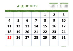 Calendar August 2025 for UK 03