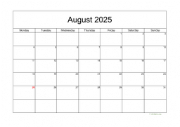Calendar August 2025 for UK 05