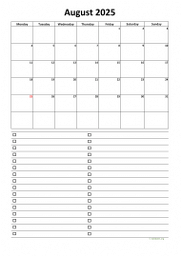 Calendar August 2025 for UK 07